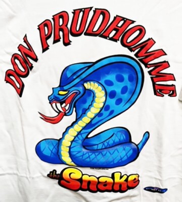 VRHTF NHRA ''COOL VINTAGE ''DON THE SNAKE PRUDHOMME LOGO'' T SHIRT SIZE LARGE WHITE