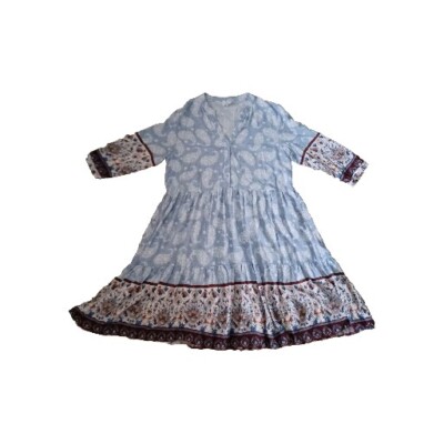 Drole De Copine Paris Dress Size Large Blue Multi boho chic Western Festival 