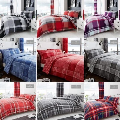 Reversible Duvet Quilt Cover Bedding Set Single Double King Size With Pillowcase
