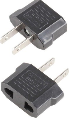 ANRANK E-U4113619AK European To USA American Outlet Plug Adapter (Black, 2-Pack)