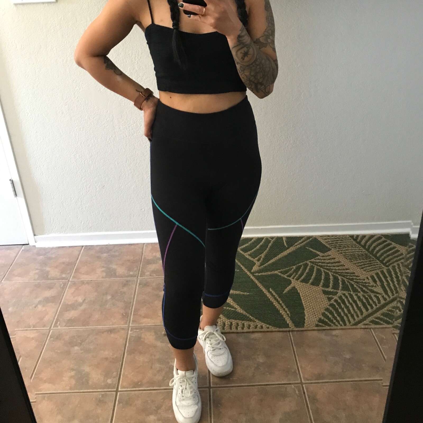 Leggings FILA Sport neri in rete con orlo a tulipano XS