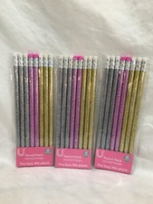 Sparkle Glitter Fun 2 Lead 7.5" Pencils 24 Pack Gold, Silver Mauve New