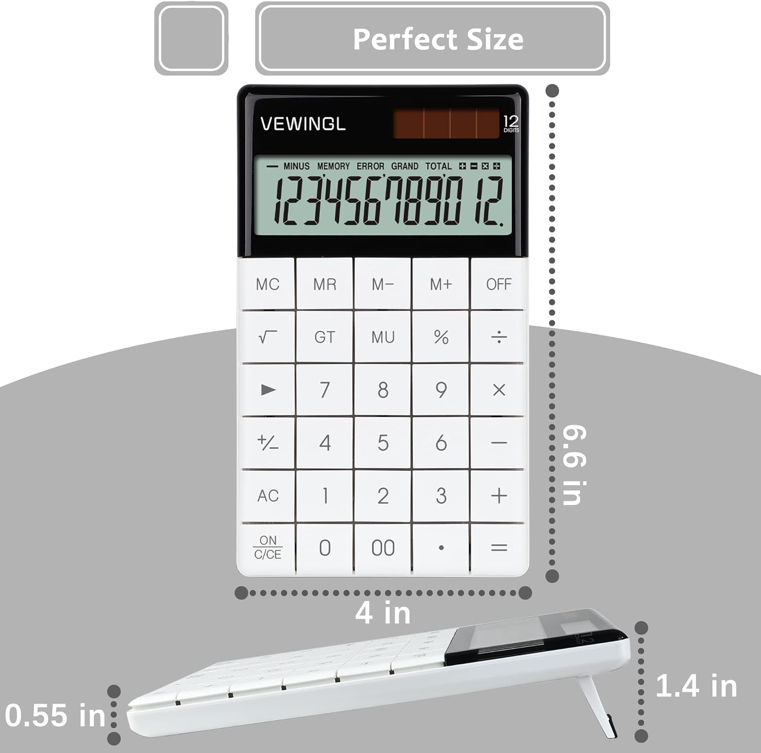 12-Digit Dual Power Laptop Keyboard Calculator with Solar and Battery-image