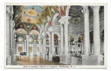 Postcard of Hall of Columns Library of Congress Washington DC Vintage Postcard