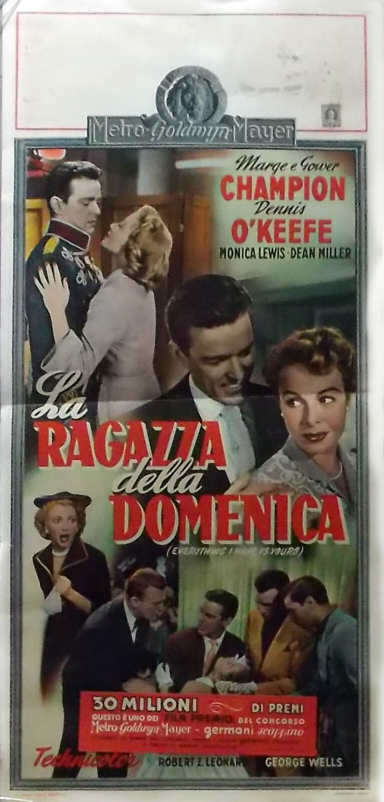 Locandina originale film La ragazza della domenica (1952) - Regia di Robert Z. Leonard