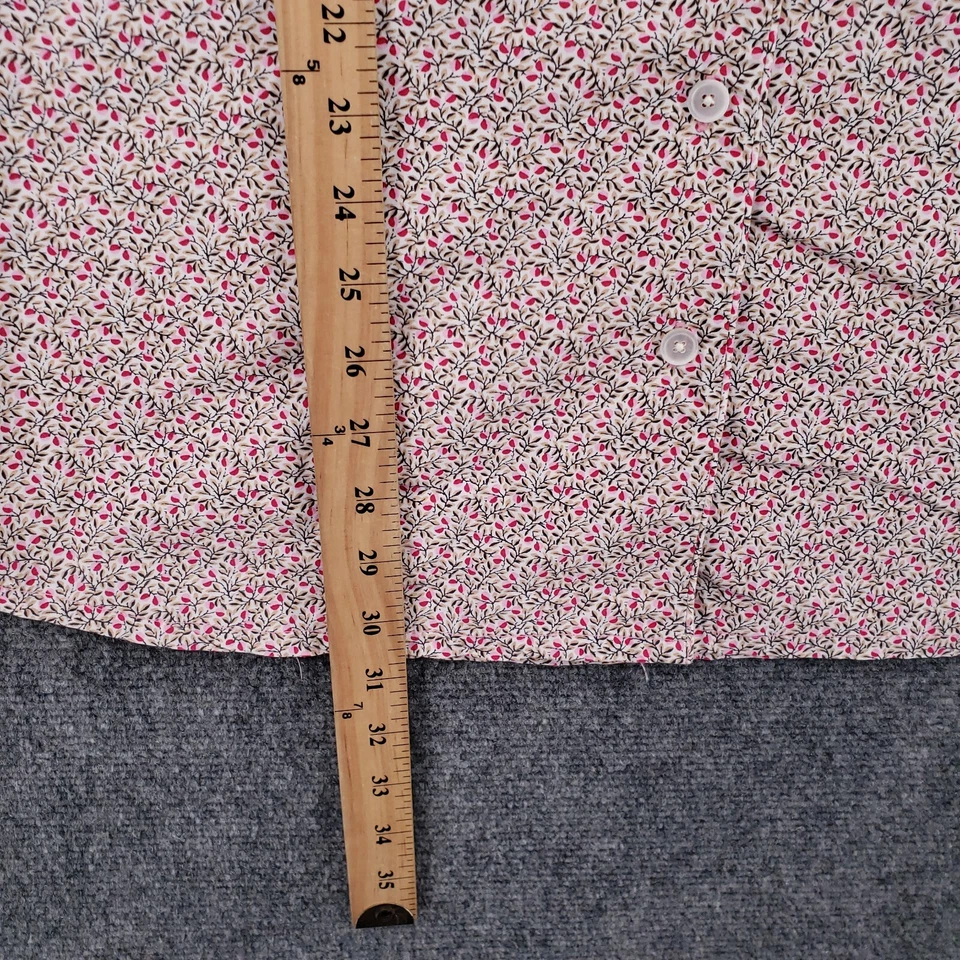 Talbots Sleep Dress Womens S Small Pink Floral Shirtdress Button Up Long Sleeve - Image 4 of 4