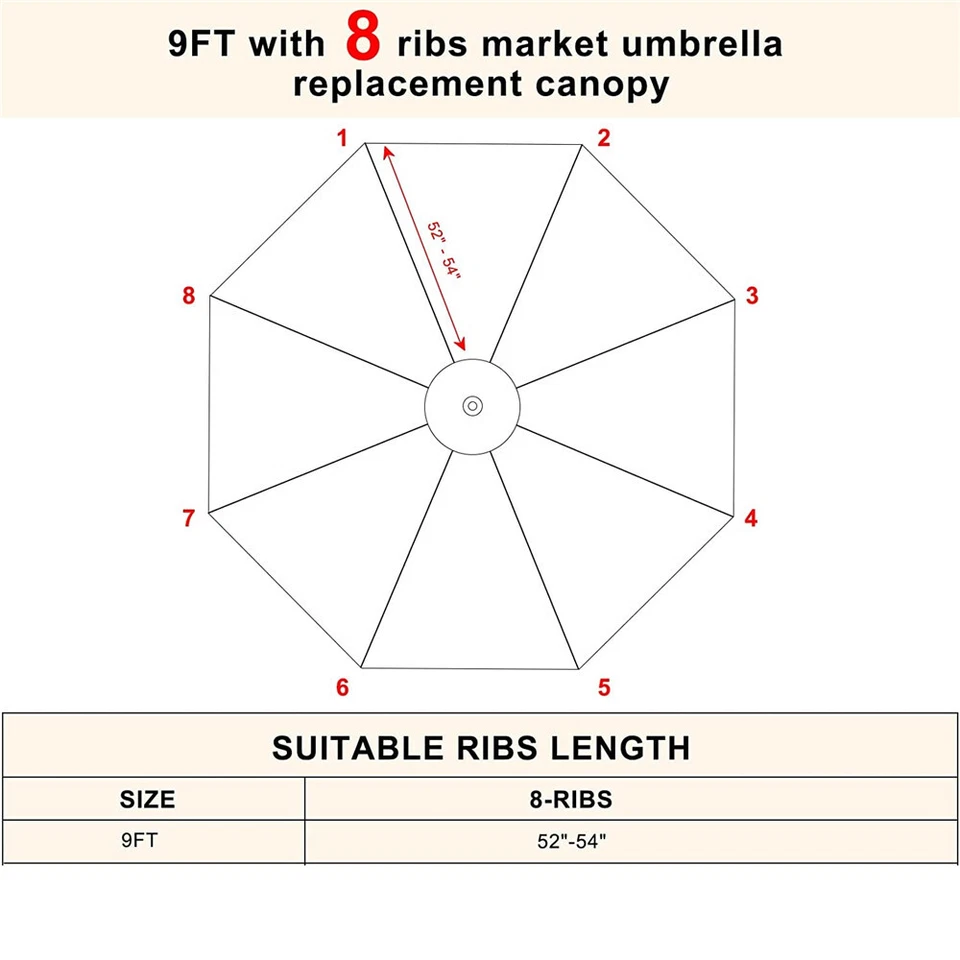 Cubierta de dosel de repuesto para paraguas exterior mesa de mercado de patio de 9 pies (solo toldo) Foto 2 de 4