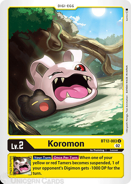 BT12-003 Koromon :: Uncommon Digimon Card :: BT12: Across Time ::