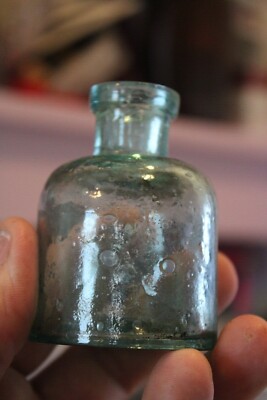 Antique, Mint Blue, 2 7/8'', Large Dome, Ink Well, Item #A-5115