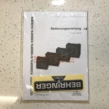Behringer ULTRATONE K3000FX / K1800FX / K900FX / K450FX MANUAL WITH STICKER