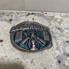 Vintage 1982 ELECTRICIAN Job profession series Great American belt buckle Co.