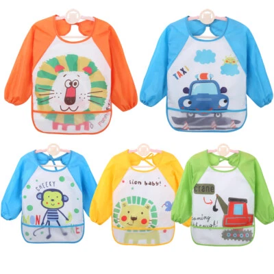 HAIMOBURG 5er Pack ÄrmelLätzchen Wasserdicht Baby lätzchen mit Auffangschutz 3 - 36 Monate