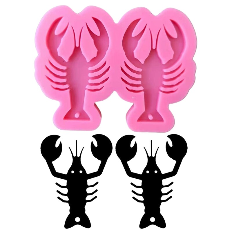 Lobster Keychain Earrings Epoxy Resin Mold DIY Jewelry Pendant Silicone Mould