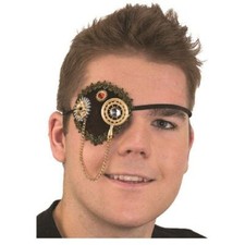Steampunk Eye Patch - Pirate - Black/Gold - Costume Accessory - One Size