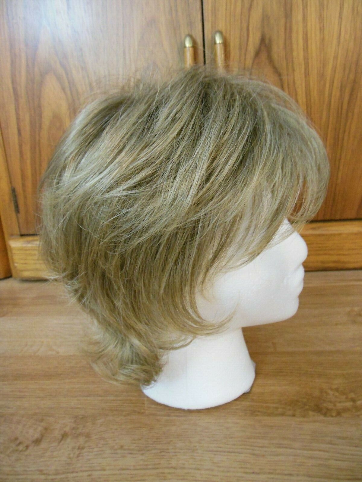Light - Medium Blonde Bob with Split bangs Wavy Wig #A2791