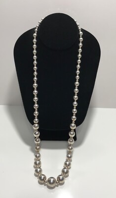 303　 「紘」　ヴィンテージネックレス　あこや真珠　SILVER925 Sterling Silver 925 Graduated Bead Necklace 30.25