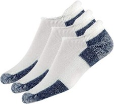 Thorlos J Max Cushion Running Rolltop Socks Large, White/Navy 3 Pairs 