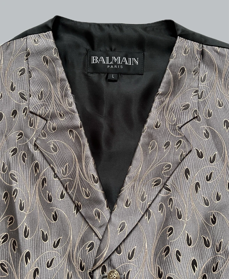 BALMAIN Chaleco de Seda para Hombre + Conjunto de Mariposa con Bolsillos y Patrón de Flores Talla L Foto 3 de 4