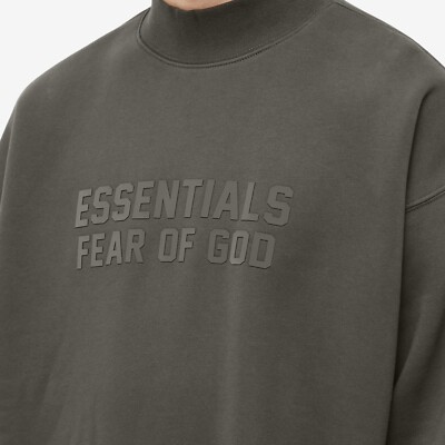 FOG Essentials Fear Of God Off Black Relaxed Crew Neck Sweatshirt