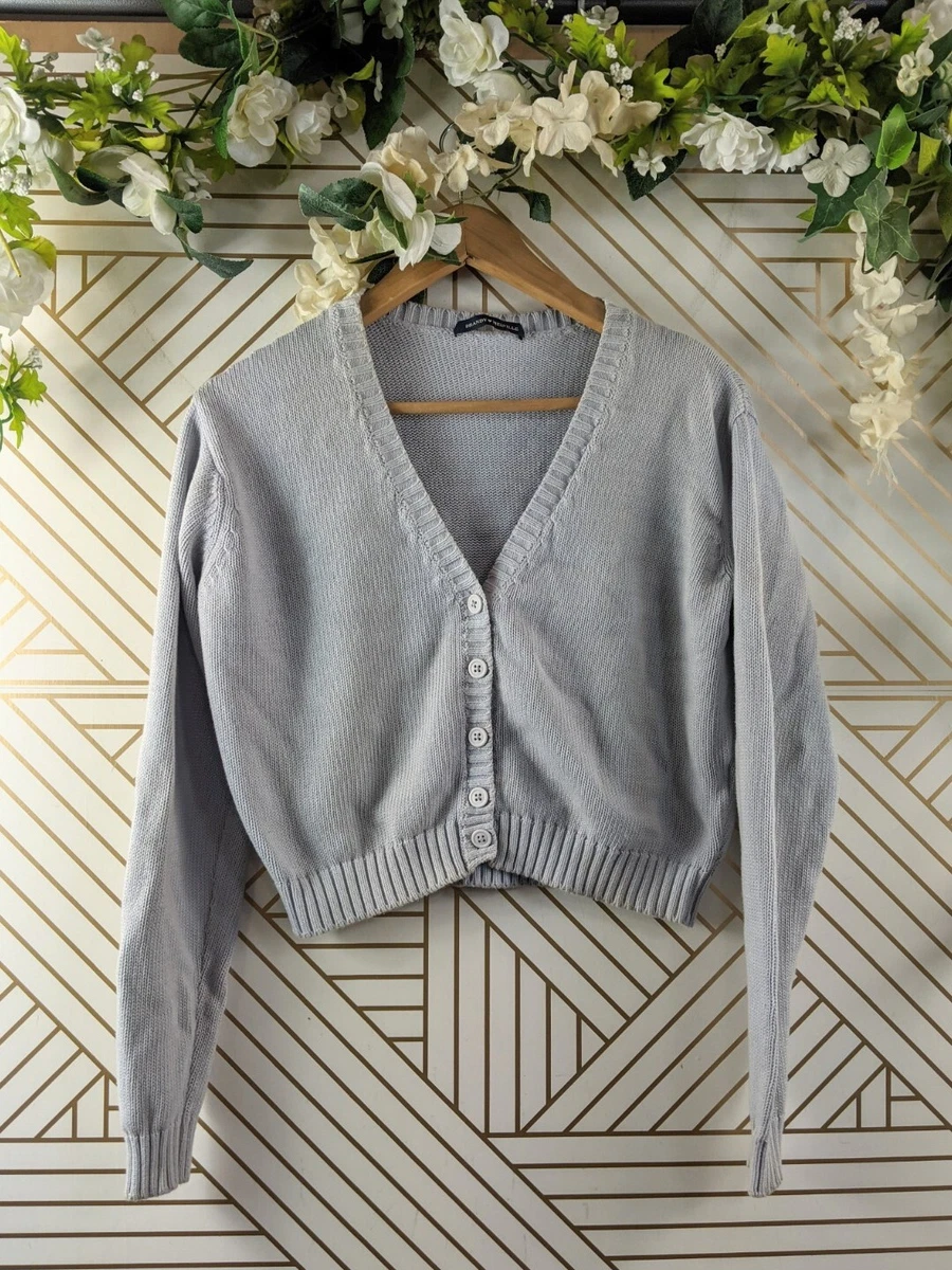 Brandy Melville Women's Sweater Cardigan Crop Button Up Blue Size