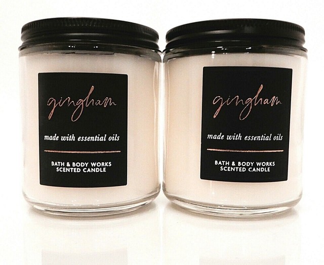 2 BATH & BODY WORKS GINGHAM SCENTED 1 WICK 7oz CANDLES 14oz TOTAL NEW