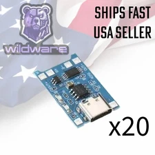 20pcs TP4056 5V 1A USB Type-C USB-C Lithium Battery Charging & Protection Board