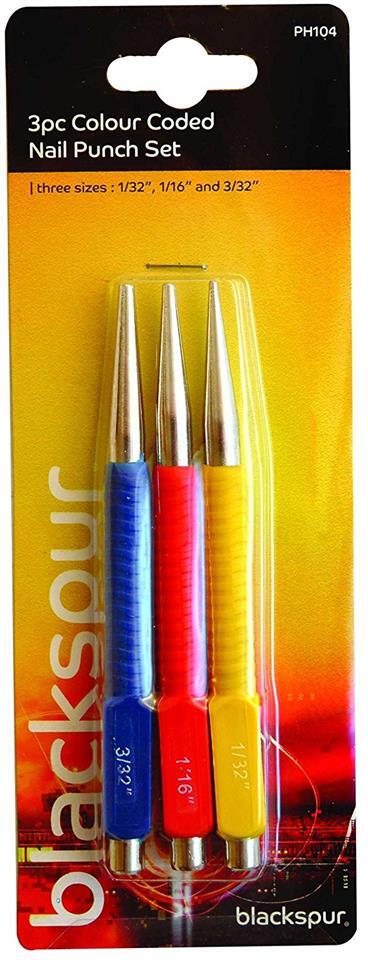 Blackspur BB-PH104 Colour Coded Nail Punch Set