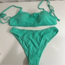 Shein 2-Piece Women Swimsuit Mint Green Textured Bikini Set Large