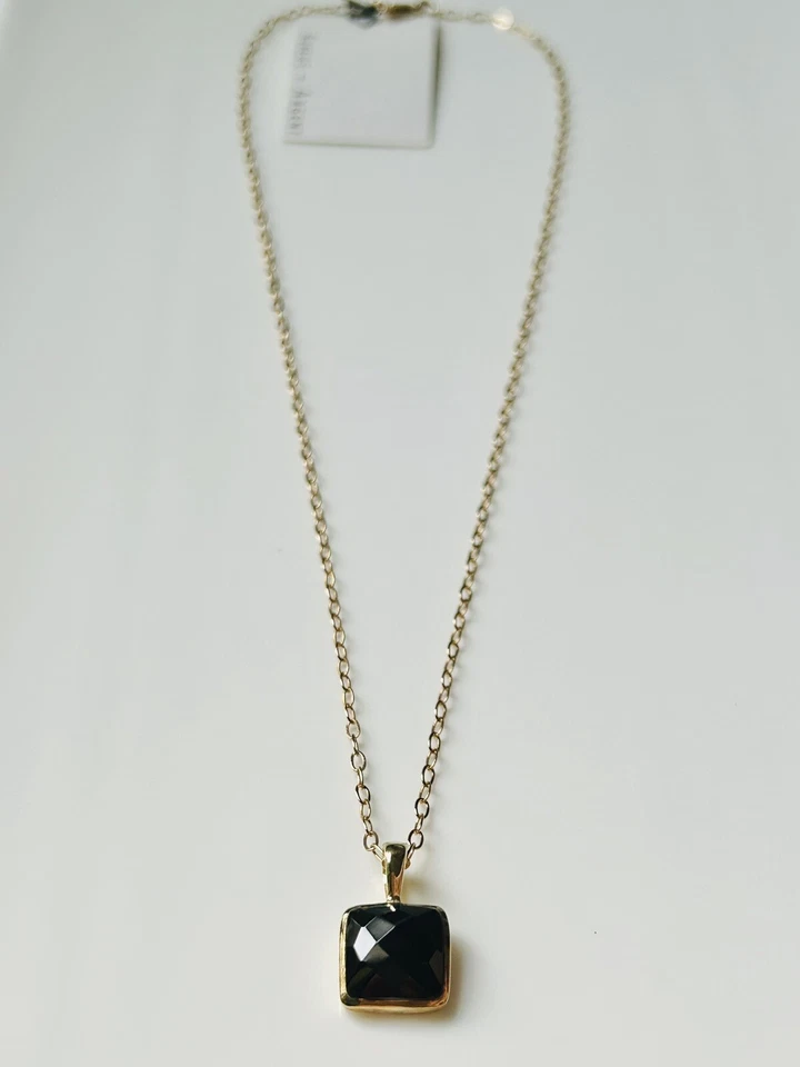 NEW! Aureus + Argent SQUARE FACET NECKLACE — 19” Onyx & Gold-Plated Brass, RARE! - Image 3 of 4