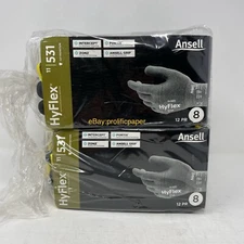 Ansell HYFLEX 11-531 Cut-Resistant Nylon Spandex Gloves, Medium Size 8, 24 Pairs