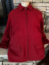 VINTAGE RALPH LAUREN RED WOOL LADIES MEDiUM ZIPPER DRAWSTRING GAME HUNTING STYLE
