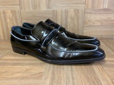 RARE🔥 Dolce & Gabbana Metallic Brown Leather Shoes Sz 9.5 Men's Penny Loafer 