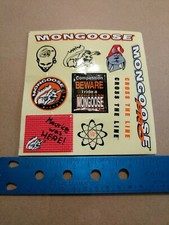 NOS BMX/FREESTYLE bike MONGOOSE sticker set. 10 TOTAL STICKERS on sheet.