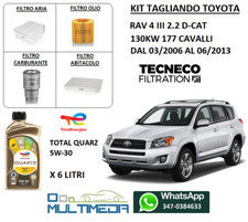 KIT TAGLIANDO 4 FILTRI OLIO TOTAL 5W30 TOYOTA RAV 4 2.2 D-CAT XA3 130KW 177 CV