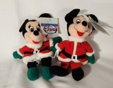 Disney Store Exclusive - Santa Mickey and Minnie Mouse - Bean Bag Plush - 9  NWT