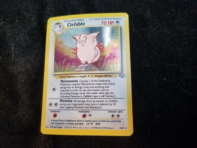 Pokemon CLEFABLE 1/64 Holo Foil Pokemon Card 1999 Jungle | eBay