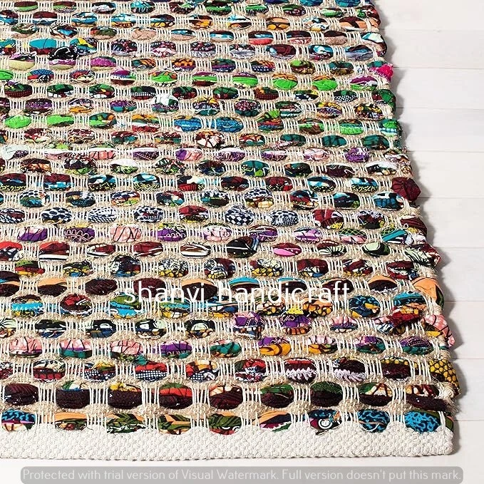 Modern Rug 100% Natural Cotton Jute Handmade Woven carpet rustic look area rugs - Image 2 of 4