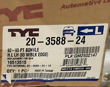 TYC 20-3588-24 Head Light LH PL#GM2502147 Rpl OEM16513515 92-93 PT BONVLE