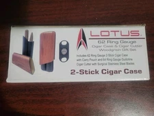 Lotus 62 Ring Gauge Cigar Case & Cigar Cutter Woodgrain Gift Set