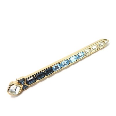 USED Christian Dior Brooch metal 16.1g gold Blue plating
