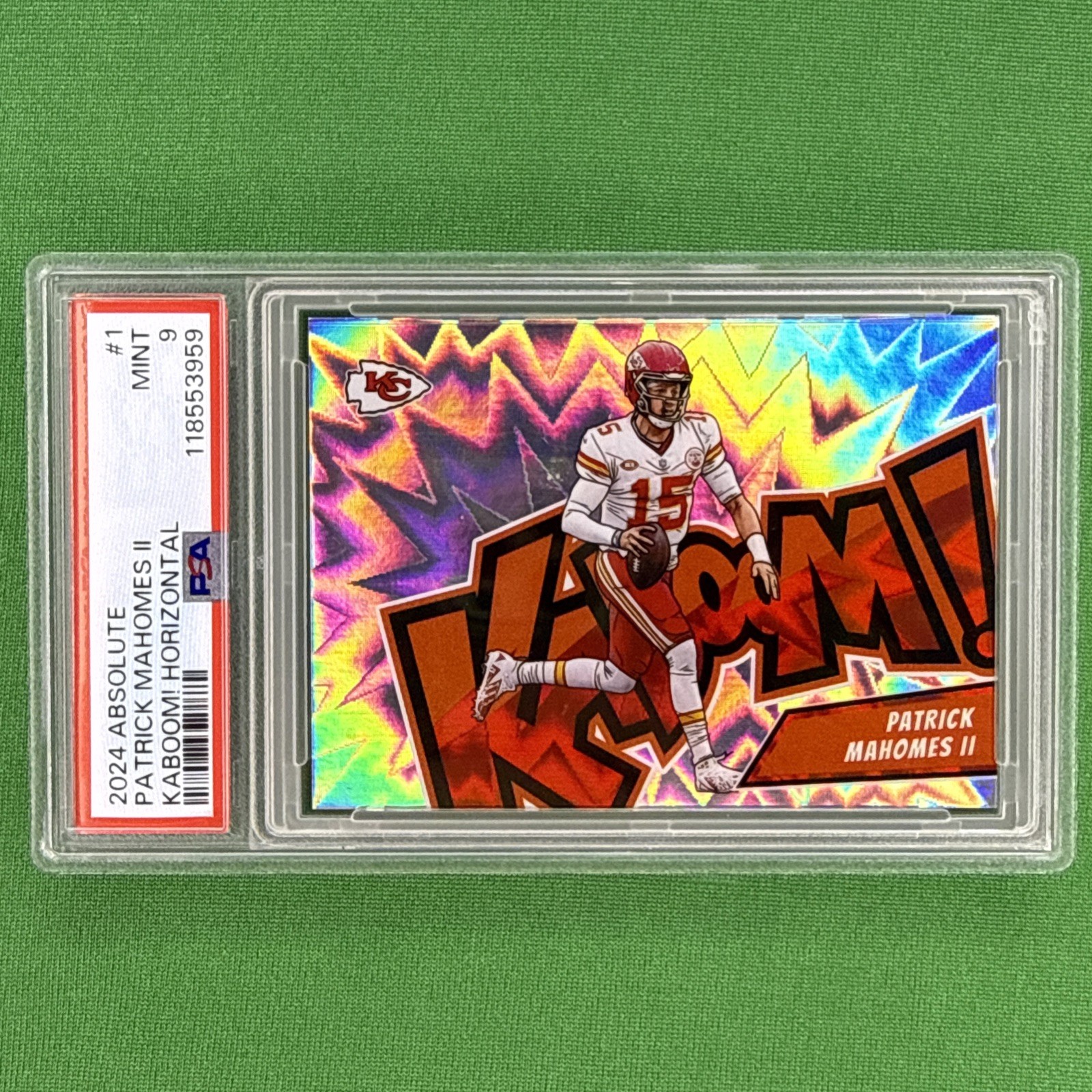 2024 Absolute Patrick Mahomes II Kaboom Horizontal SSP #1 Chiefs PSA 9 Mint🔥