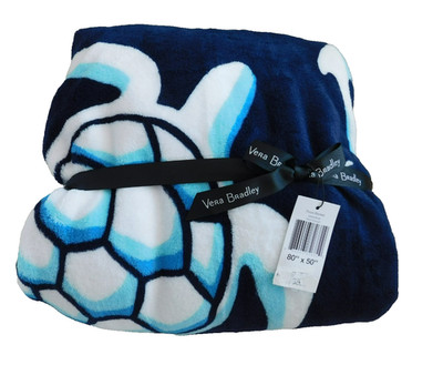VERA BRADLEY Fleece 80'' x 50'' Large Throw Beach Blanket Turtle Shore Enough NWT