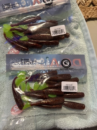 24 D.O.A. ROOTBEER CHARTREUSE TAIL 3" C.A.L. SERIES SEA SHAD Plus Mirrolure - Picture 7 of 9