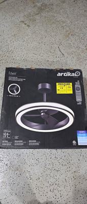 Artika Edwin Black Indoor 3-Blade Ceiling Fan w/ LED Light Remote