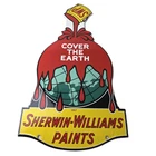 Vintage Sherwin Williams Paints Sign - Large Gas Pump Porcelain Advertising Sign