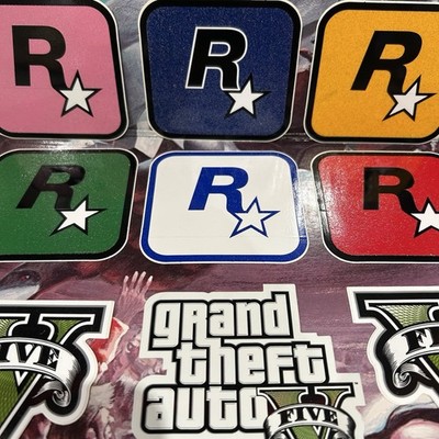 Rockstar Games ORIGINAL Promo Stickers LOT Grand Theft Auto - 9 STICKERS - VP