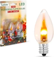 Tupkee LED C7 Flickering Flame Bulb - E12 Base, 0.06 Watt, Warm Glow Flickers