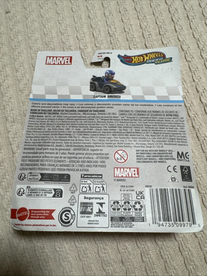 Новый Hot Wheels Racer Verse Marvel Captain America Mattel новый в упаковке - Изображение 2 из 2