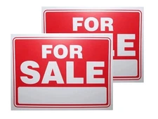 2 Pack Plastic Waterproof For Sale Signs 9x12 Inch for Yard Garage Retail