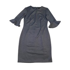 Banana Republic Black Herringbone Peplum Hem Sheath Dress 6 364908-00 Fall 2018